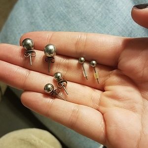 FREE with bundle: 3 size silver ball earrings